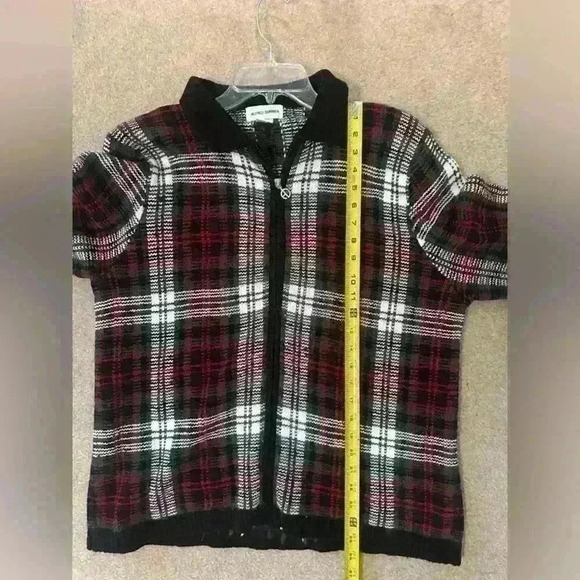Alfred Dunner Zip Front Plaid Sweater L - Picture 2 of 4